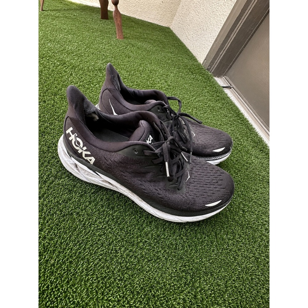 HOKA Clifton 9 Men's Running Shoes Black White Size 10.5 Cushioned Sneakers - Picture 1 of 7